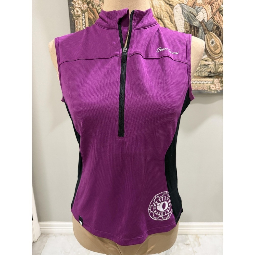 Pearl Izumi Tank Top Womens Small Purple 1/4 Zip Sleeveless Cycling Jersey